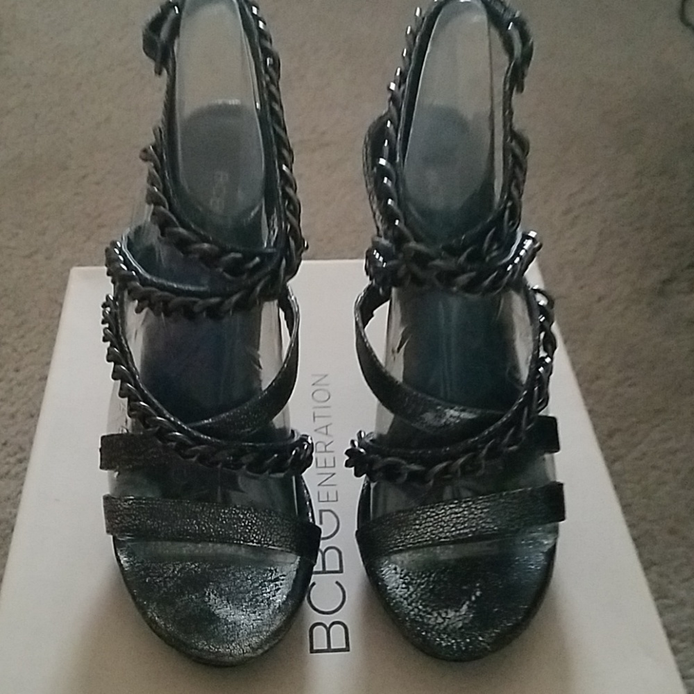 Pewter chain heels